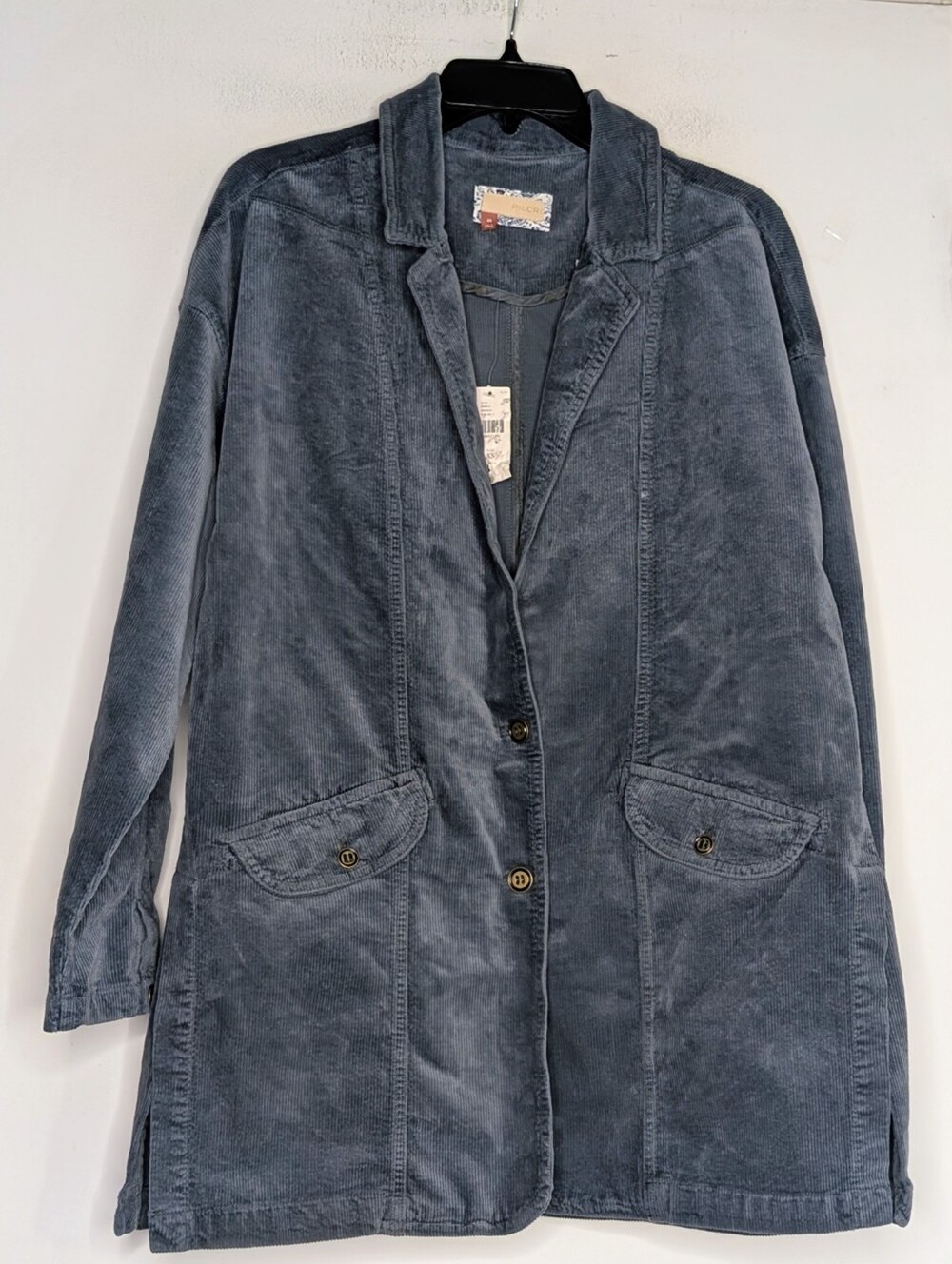 Anthropologie PILCRO Oversized Corduroy Blazer Jacket Coat Shacket Blue XS , NEW - Picture 5 of 7